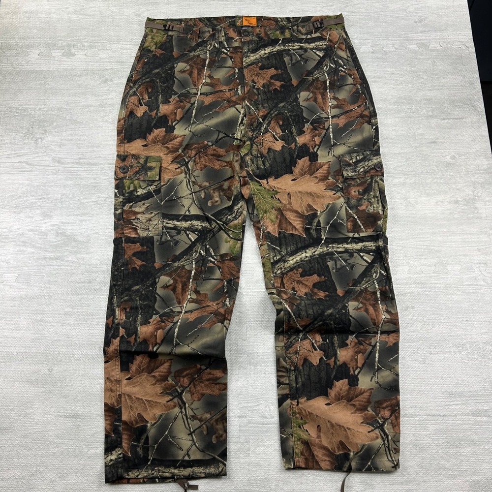 Vintage Trial‎ Crest Camo Real Tree Cargo Pants Size XL Brown Outdoor Baggy Emo
